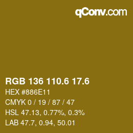 カラーコード: RGB 136 110.6 17.6 | qconv.com