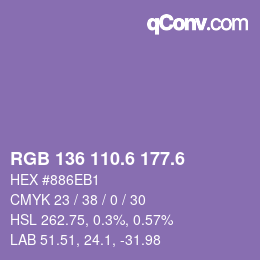 カラーコード: RGB 136 110.6 177.6 | qconv.com