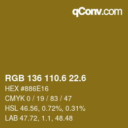 カラーコード: RGB 136 110.6 22.6 | qconv.com