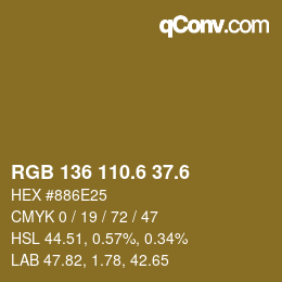 カラーコード: RGB 136 110.6 37.6 | qconv.com