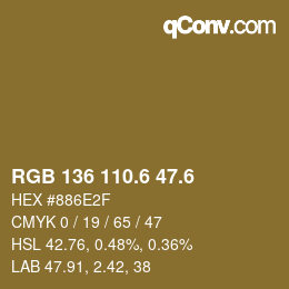 カラーコード: RGB 136 110.6 47.6 | qconv.com