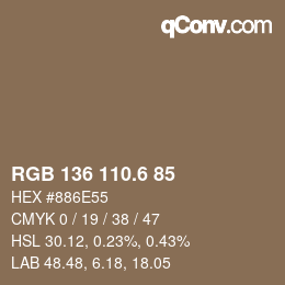 カラーコード: RGB 136 110.6 85 | qconv.com