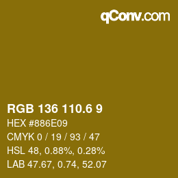 カラーコード: RGB 136 110.6 9 | qconv.com