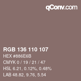 Color code: RGB 136 110 107 | qconv.com