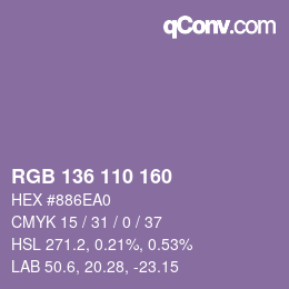 カラーコード: RGB 136 110 160 | qconv.com