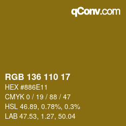 Color code: RGB 136 110 17 | qconv.com