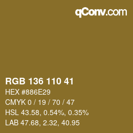 颜色代码: RGB 136 110 41 | qconv.com