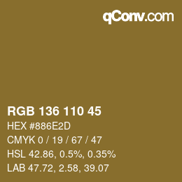 Color code: RGB 136 110 45 | qconv.com