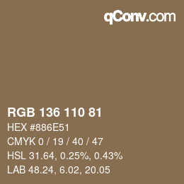 Color code: RGB 136 110 81 | qconv.com
