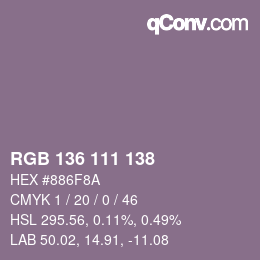 Color code: RGB 136 111 138 | qconv.com