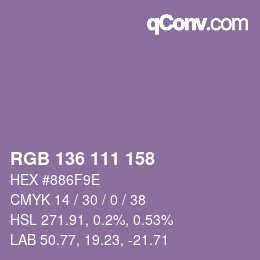 Color code: RGB 136 111 158 | qconv.com