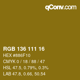 Color code: RGB 136 111 16 | qconv.com