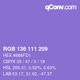 Color code: RGB 136 111 209 | qconv.com