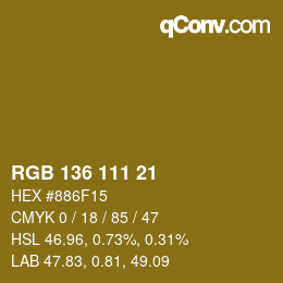 Color code: RGB 136 111 21 | qconv.com