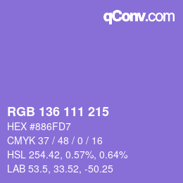 Color code: RGB 136 111 215 | qconv.com