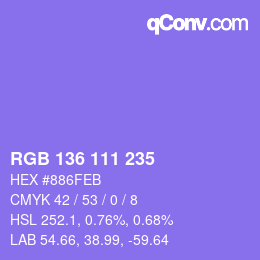 カラーコード: RGB 136 111 235 | qconv.com