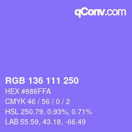 カラーコード: RGB 136 111 250 | qconv.com
