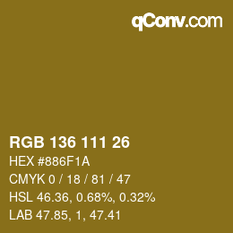 Color code: RGB 136 111 26 | qconv.com