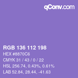 Color code: RGB 136 112 198 | qconv.com