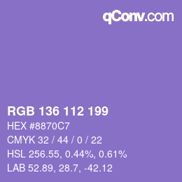 カラーコード: RGB 136 112 199 | qconv.com