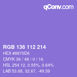 Color code: RGB 136 112 214 | qconv.com
