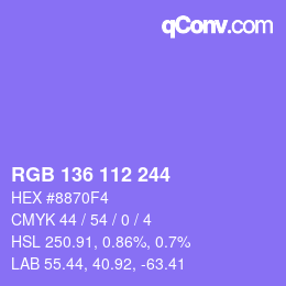 Color code: RGB 136 112 244 | qconv.com