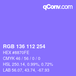 カラーコード: RGB 136 112 254 | qconv.com