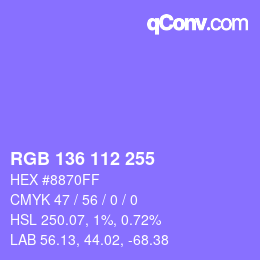 Color code: RGB 136 112 255 | qconv.com