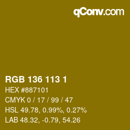 Código de color: RGB 136 113 1 | qconv.com