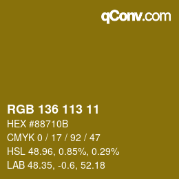 Color code: RGB 136 113 11 | qconv.com