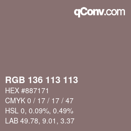 Farbcode: RGB 136 113 113 | qconv.com