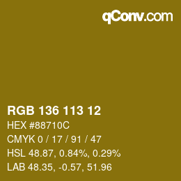Color code: RGB 136 113 12 | qconv.com