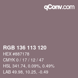 Color code: RGB 136 113 120 | qconv.com