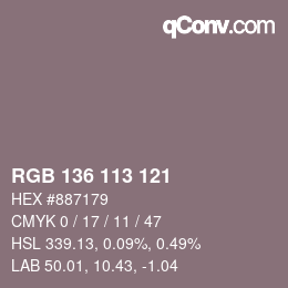 Código de color: RGB 136 113 121 | qconv.com