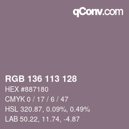 Color code: RGB 136 113 128 | qconv.com