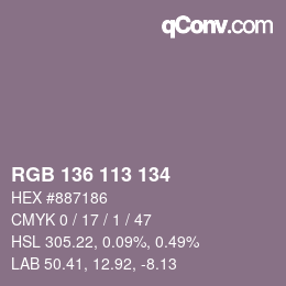 カラーコード: RGB 136 113 134 | qconv.com