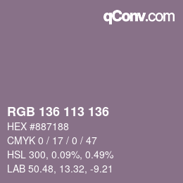 Color code: RGB 136 113 136 | qconv.com