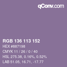 Color code: RGB 136 113 152 | qconv.com