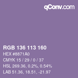 カラーコード: RGB 136 113 160 | qconv.com