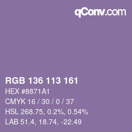 Color code: RGB 136 113 161 | qconv.com