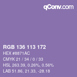 Color code: RGB 136 113 172 | qconv.com