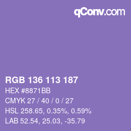 Color code: RGB 136 113 187 | qconv.com