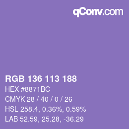 Color code: RGB 136 113 188 | qconv.com