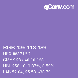 Color code: RGB 136 113 189 | qconv.com