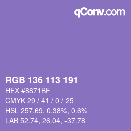 Color code: RGB 136 113 191 | qconv.com