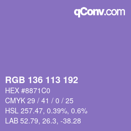 Color code: RGB 136 113 192 | qconv.com