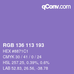 Código de color: RGB 136 113 193 | qconv.com