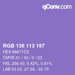 Color code: RGB 136 113 197 | qconv.com
