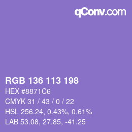 Color code: RGB 136 113 198 | qconv.com