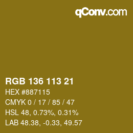 Color code: RGB 136 113 21 | qconv.com
